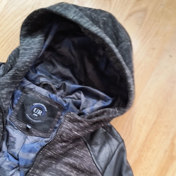 Kids Urban Republic Black and Gray Hooded Bomber Jacket - Picture 4 of 10